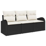 3 dalių sodo sofa rinkinys su pagalvėmis juoda poliratanas