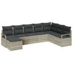 7 Dalių sodo sofa komplektas su pagalvėlėmis &Scaron;viesiai pilkas poli ratanas,2-vietė sodo sofa su saugojimu ir pagalvėlėmis &Scaron;viesiai pilkas poli ratanas