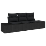 3 dalių sodo sofa komplektas su pagalvėlėmis Juoda Poli Ratanas