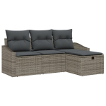4 dalių sodo sofa komplektas su pagalvėmis pilka poli ratanas