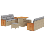 9 dalių sodo sofa rinkinys su pagalvėmis smėlinis poli ratanas akacija,3 dalių sodo valgomojo rinkinys su pagalvėmis smėlinis poli ratanas akacija