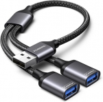 Kiwibird usb skirstytuvas 1 į 2, usb dvigubas ki&scaron;tukas y kabelio skirstytuvas 1 į 2 adapteris, dvigubo prievado ilgiklis įkrovimo kabelis maitinimui ir duomenims, mini hub suderinamas su pc, ne&scaron;iojamuoju kompiuteriu, mac, ps5, automobilio klaviatūra, ...