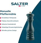 Salter Chester pipirų malūnėlis Bw13676greu7 - klasikinis žalias prieskonių malūnėlis, keramikinis malūnėlis, reguliuojamas rupumas, nuo smulkaus iki stambaus, papildomas, rankinis druskos barstytuvas maisto gaminimui, papildomas dangtelis pridedamas