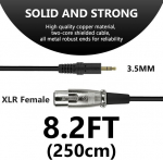 Geekria for Creators mikrofono kabelis 3.5mm Male to Xlr Female 2.5m, suderinamas su Shure Sm58 Sm57 Sm48 Sm7b Mv7 Pga48 Pga58 Beta 58a subalansuotu mikrofono kabeliu (juodas)