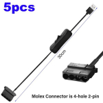 Usb į 4-pin Molex ventiliatoriaus maitinimo laidas su jungikliu (30 cm)