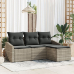 4 dalių sodo sofa komplektas su pagalvėlėmis &Scaron;viesiai pilka Poli ratanas