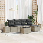 6 dalių sodo sofa komplektas su pagalvėlėmis &scaron;viesiai pilko poli ratano