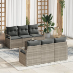7 dalių sodo sofa komplektas su pagalvėmis &Scaron;viesiai pilkas poli ratanas,2 vietų sodo sofa su pagalvėmis pilkas poli ratanas