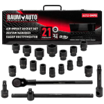 Smūginiai veržliarakčiai 3/4'' 21el &scaron;e&scaron;iakampiai 17-50 mm dėklas