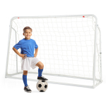Vaikų futbolo at&scaron;okantis kamuolys ir futbolo vartai, 187x60x102-122.5 cm, Balta, Juoda