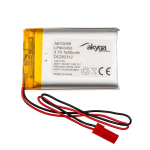 Akumuliatorius Li-Po LP903450 Akyga AKY0099 3.7V / 1600mAh PCM jungtis JST 2 kontaktų 150mm