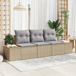 3 dalių sodo sofa komplektas su pagalvėmis smėlio poli ratanas akacijos
