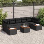8 dalių sodo sofa komplektas su pagalvėlėmis juodas poli ratanas akacija