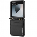 &bdquo;LC.IMEEKE&ldquo; Leather plastikinis dėklas - juodas (Galaxy Flip7)