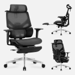Biuro kėdė Mark Adler Expert 8.7, Ergonomi&scaron;ka tinklinė atlo&scaron;o dalis, 65 x 65 x 120 cm, Juoda