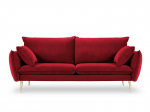 Keturvietė aksominė sofa Milo Casa Elio, raudona/auksinės spalvos