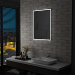 Sieninis vonios kambario veidrodis su LED, 60x80cm,