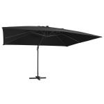Gembinis skėtis su LED/aliuminio stulpu, 400x300 cm, juodas