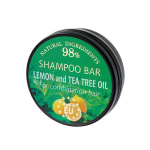 Kietas plaukų ir kūno &scaron;ampūnas "lemon and tea tree" (in aluminium jar) Saules Fabrika, 60g
