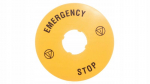 Ženklas "emergency Stop" 90mm apvalus geltonas