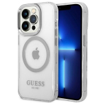 Guess Apple iPhone 14 Pro Max 6.7 dėklas, Magsafe Metal Outline, sidabrinis