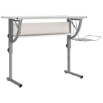 vidaXL Stalas, baltas/pilkas, 110x53x(58&ndash;87)cm, mediena/plienas