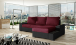 De&scaron;ininė kampinė sofa Negro, raudona/juoda