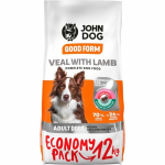 John Dog Good Form suaugusiems vidutinių ir didelių veislių &scaron;unims su ver&scaron;iena ir ėriena, 12 kg