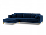 Kampinė sofa Luis 5, mėlyna/auksinė