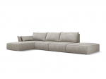 Kairinė kampinė sofa Vanda, 5 sėdimos vietos, &scaron;viesiai pilka