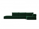 De&scaron;inioji kampinė velvet sofa Vanda, 5 sėdimos vietos, žalio butelio sp.