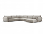 Panoraminė kairinė sofa Vanda, 8 sėdimos vietos, &scaron;viesiai pilka