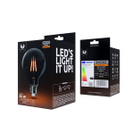 LED lemputė Filament E27 G95 4W 230V 2000K 400lm COG smoked ever &scaron;viesiai