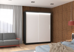 Spinta ADRK Furniture su LED ap&scaron;vietimu Lincoln 180, balta/juoda