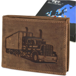 Vyri&scaron;ka odinė piniginė Brown Nubuck Horizontal Leather Truck Rfid Baltimore R93