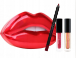 Huda Beauty lūpų kontūravimo ir &scaron;vytėjimo rinkinys &ndash; matinis skystas lūpų dažas, lūpų pie&scaron;tukas ir Lip Strobe mini duetas