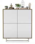 Loft komoda RTV Ąžuolas Wotan Apollo 4D - moderni - Lindner Baldai - 113 cm x 35 cm x 127 cm, spalva: Ąžuolas Wotan matinis - Balta matinis, 113 x 127 x 35