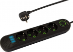 Prailginimo laidas su 4 lizdais, 3 Usb, 2m, įžeminimu, jungikliu