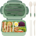 Bento pietų dėžutė su stalo įrankiais, Žalias