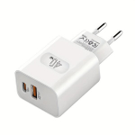 40W dvigubas USB-C sieninis kroviklis, Baltas