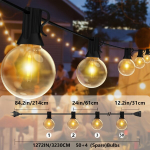 G40 LED lauko terasa girlianda, E12 lizdai., 106FT/32,3M-50+4Lemputės