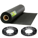 Agrotekstilinė plėvelė sodininkystei, Plonos, 1 m. x 50 m., 50 smeigtukų, juodas