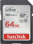SanDisk Ultra SDHC 64GB 140MB/s CL10 UHS-I Atminties Kortelė