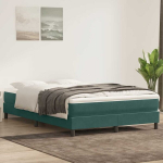 Box spring lova be čiužinio tamsiai žalia 140x220 cm aksomas