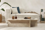 Kavos staliukas Harbor Travertine, 120x30x45 cm, smėlio spalvos