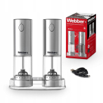 Webber elektrinis druskos ir pipirų malūnėlis, 2 vnt., sidabrinės spalvos