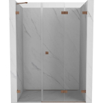 Du&scaron;o durys Mexen Lunar-F, sulankstomos, de&scaron;inė, 140 cm, transparent/brushed copper