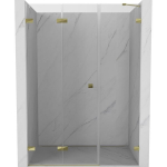Du&scaron;o durys Mexen Lunar-F, sulankstomos, kairė, 110 cm, transparent/gold