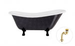 Vonia Besco Otylia Glam 170, Graphite+Black, su sifonu Klik-klak Gold