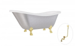 Vonia Besco Otylia Glam 170, Silver+Gold, su sifonu su persipylimu Klik-klak Gold